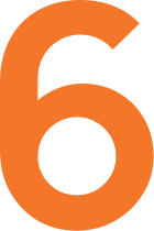 Large orange 6 against dark backdrop