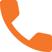 Communication icon with orange phone design