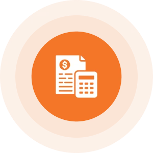 Financial document and calculator icon