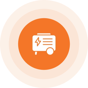 Generator icon on orange circle background