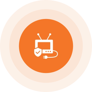 TV with antenna and shield icon