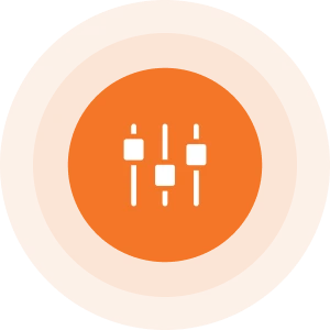Audio mixer icon on orange circle