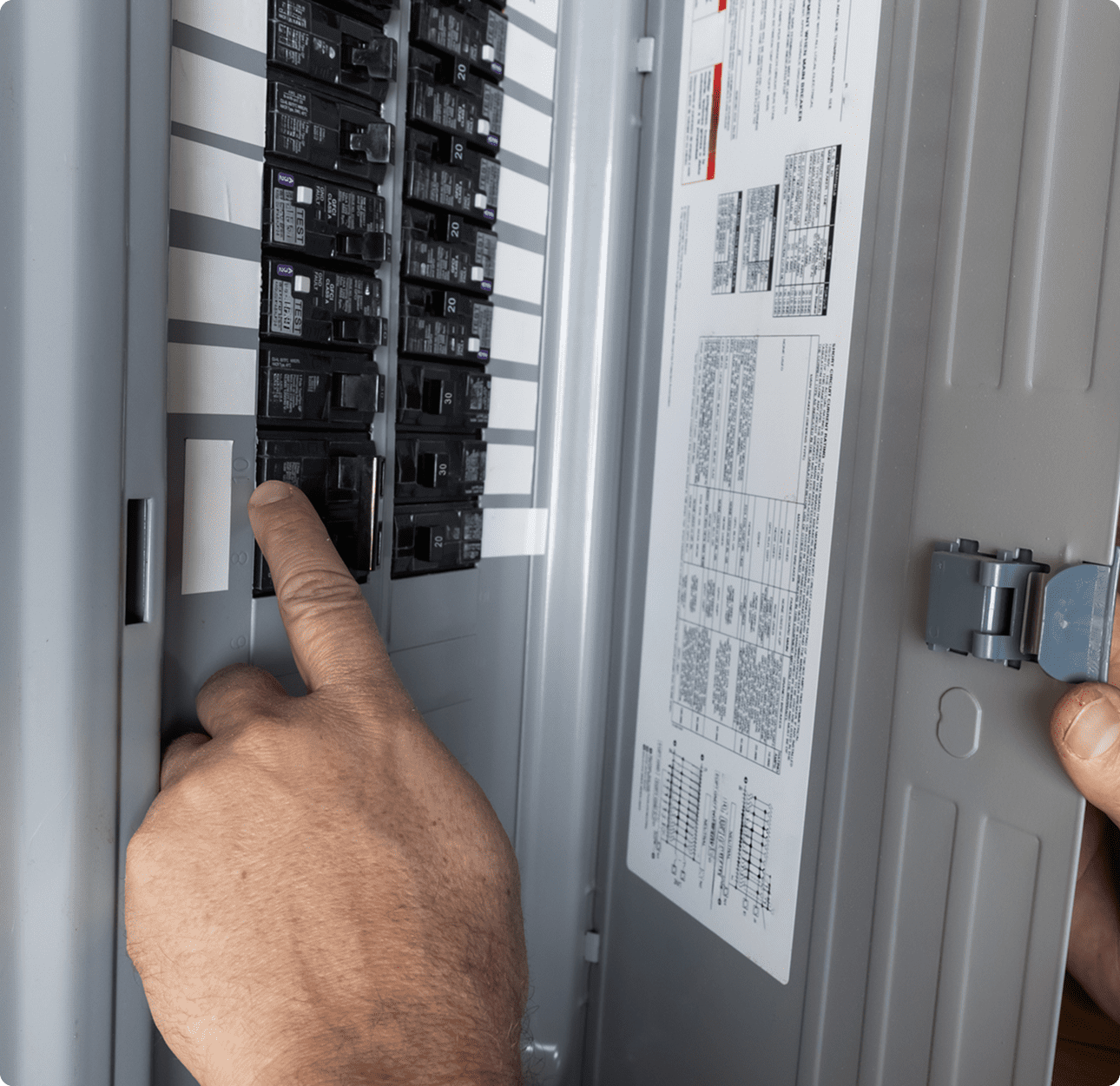 Adjusting switches on a circuit breaker box